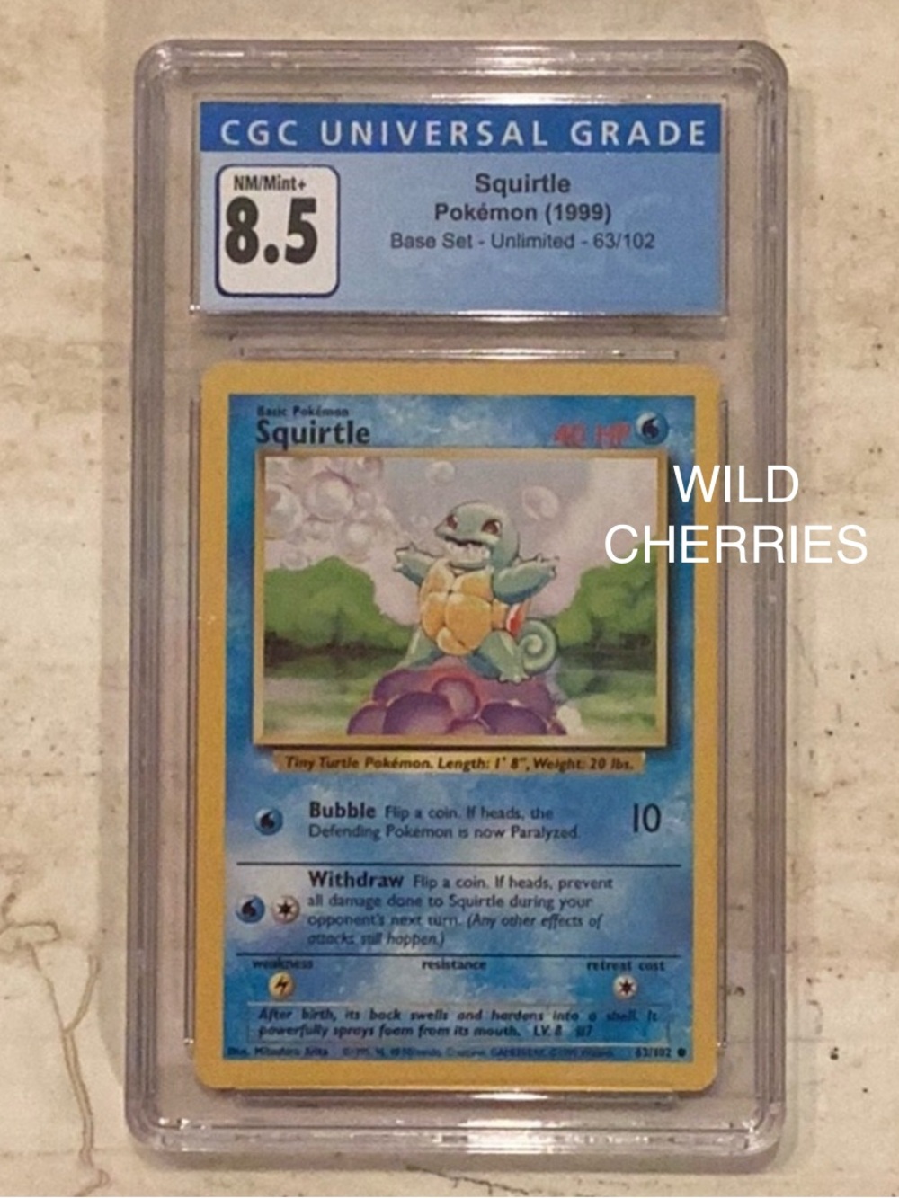 Pokemon Squirtle 1999 Base Set 63/102 Unlimited CGC 8.5 TCG #63 WOTC
